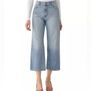DL1961 Wide Leg High Waisted Cropped Hepburn Light Blue Jeans In Humboldt Sz 29